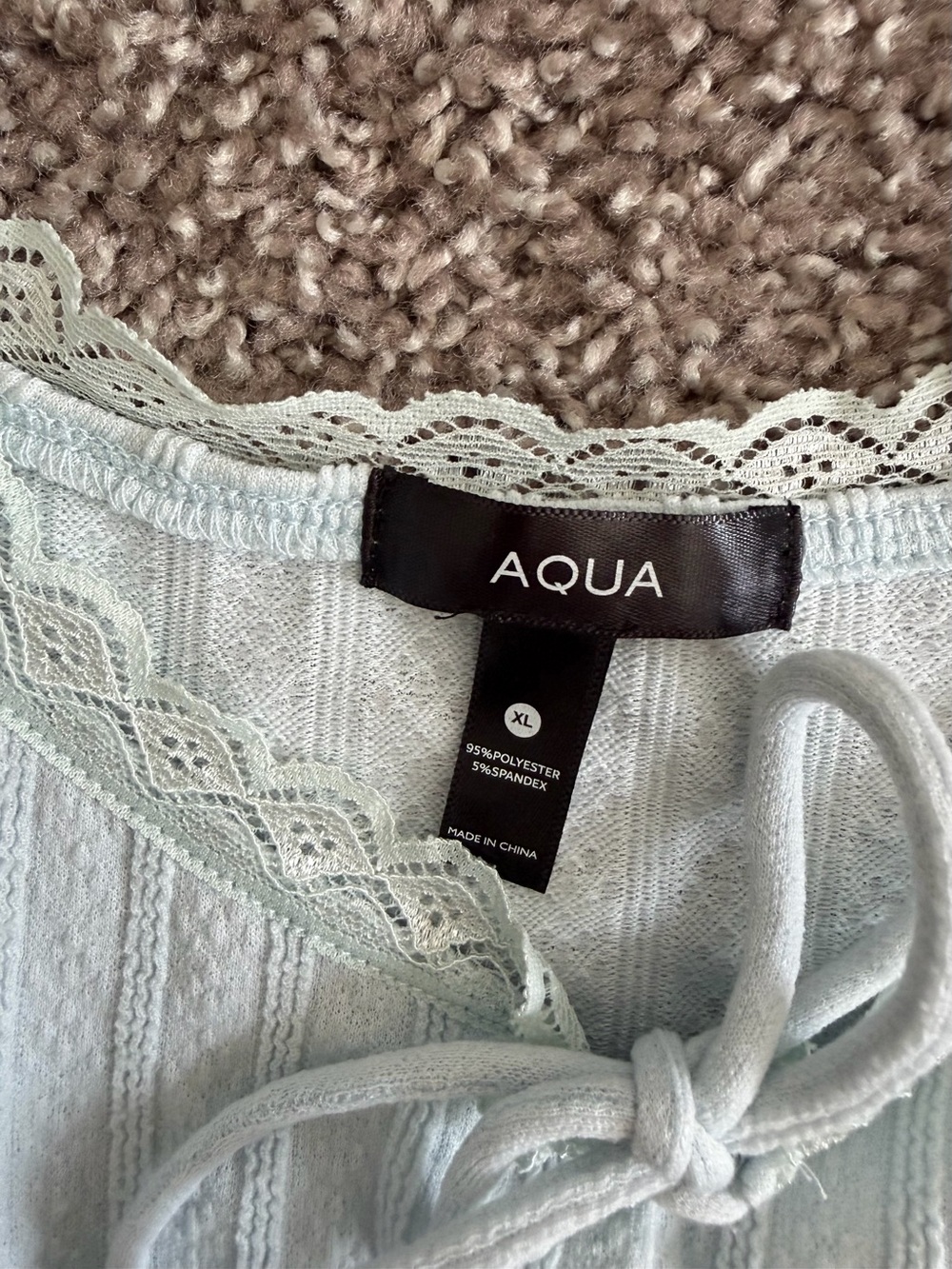 Aqua (Bloomingdale’s) - Pale Blue Lace Trim Button Front Cami Tank - XL - Picture 3 of 5